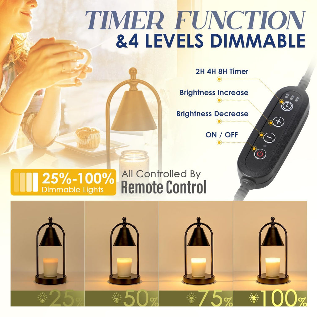 Black Candle Warmer Lamp with Timer I12386