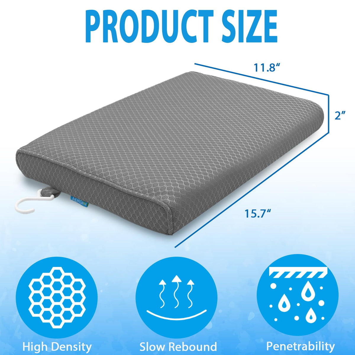Shower Seat Cushion Non-Slip Washable Gray I940824
