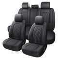 Black Faux Leather Car Seat Cover Full Set Z4329