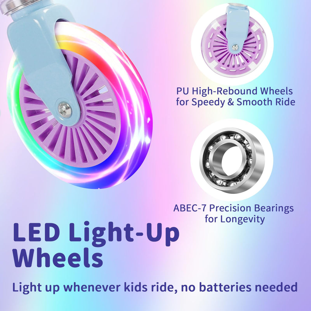 2 Wheel Folding Lightweight Kick Scooter with Light-Up Wheels I641