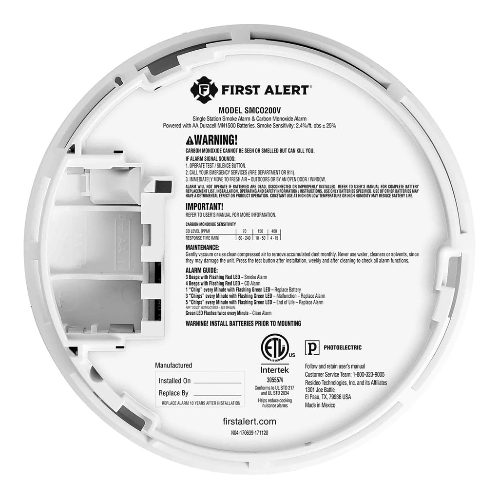 Battery-Powered Photoelectric Smoke and Carbon Monoxide Detector E15776