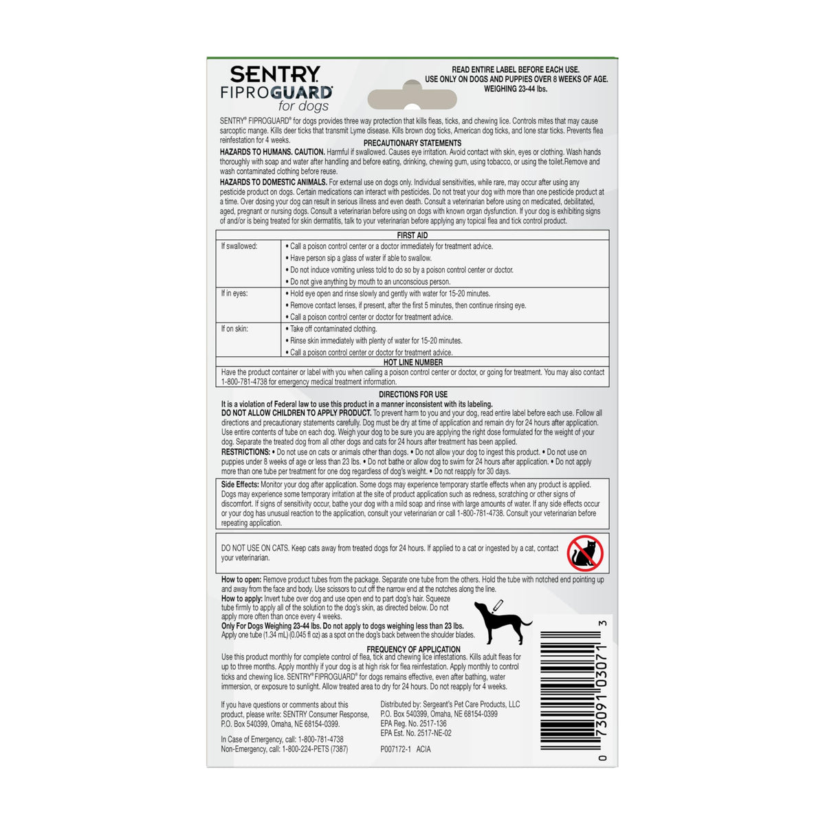 Flea and Tick Prevention for Dogs 23-44 Pounds 6 Month Supply M128