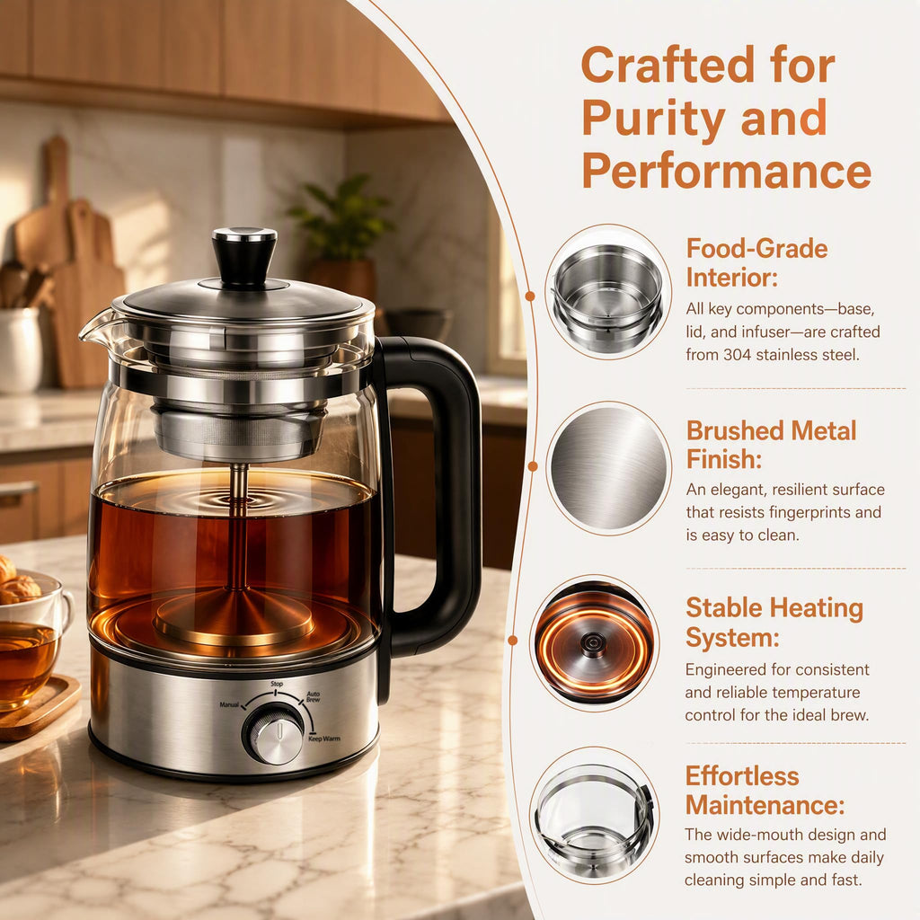 Electric Percolator Coffee Pot, Borosilicate Glass Coffee Maker C4351
