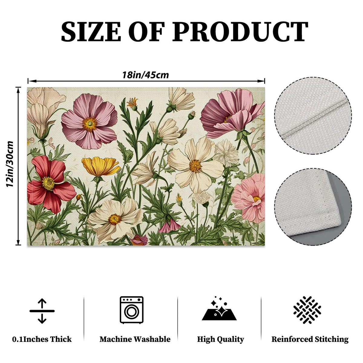 Floral Linen Placemats Set of 4 E78524