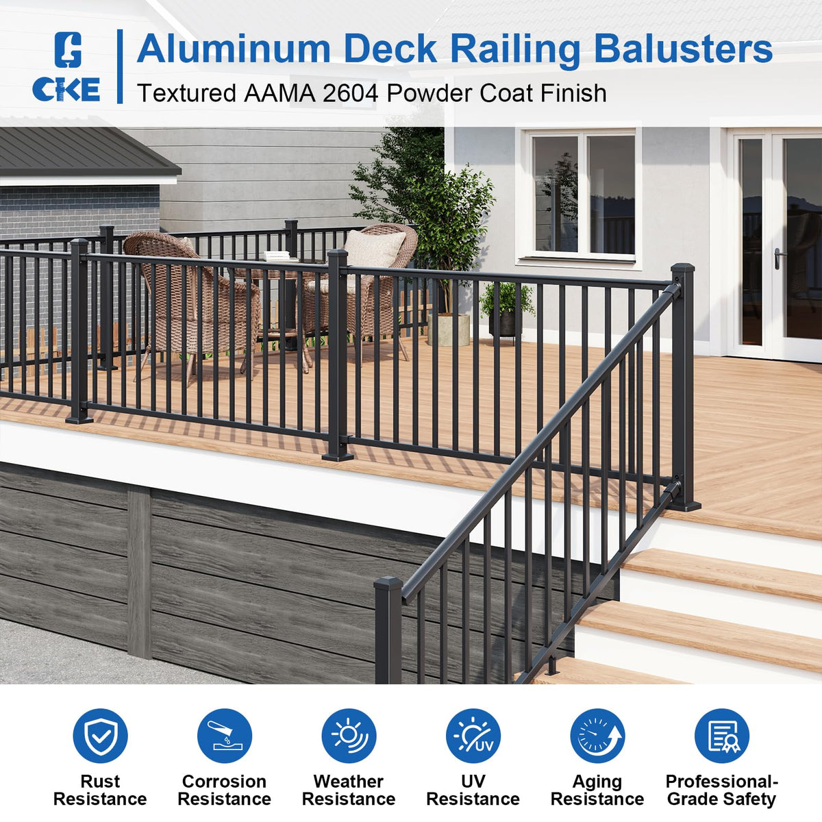 1 Pack 36 in. H x 6 ft. W Aluminum Stair Railing Kit with Post Y45654