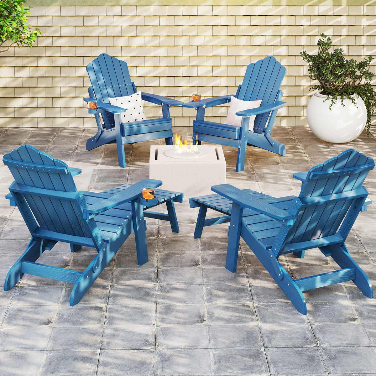 Folding Adirondack Chair with Adjustable Backrest and Ottoman P7041