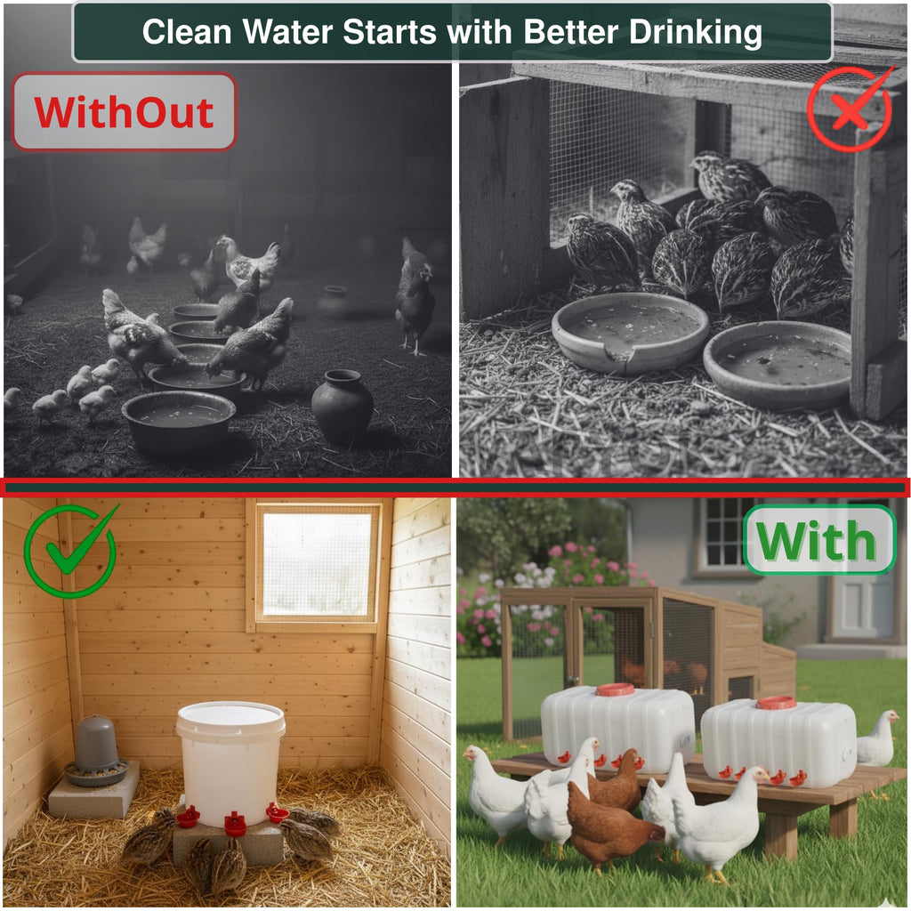 12-Pack Chicken Water Nipples with Cups A63054