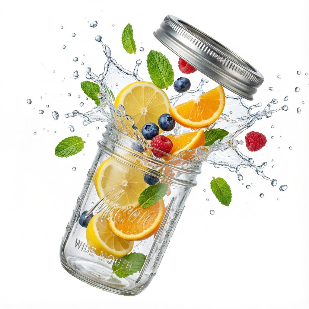 6-Pack 16 oz Wide Mouth Glass Mason Jars with Lids V3632