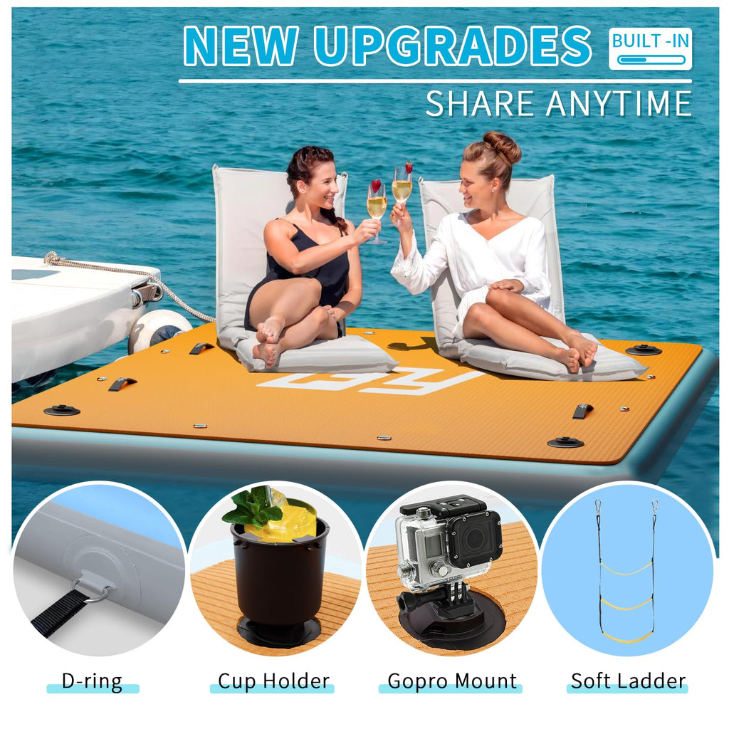7×7' Inflatable Floating Dock with Soft Ladder C714