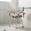 Gray Pivoting Shower Chair with Padded Back and Arms B686