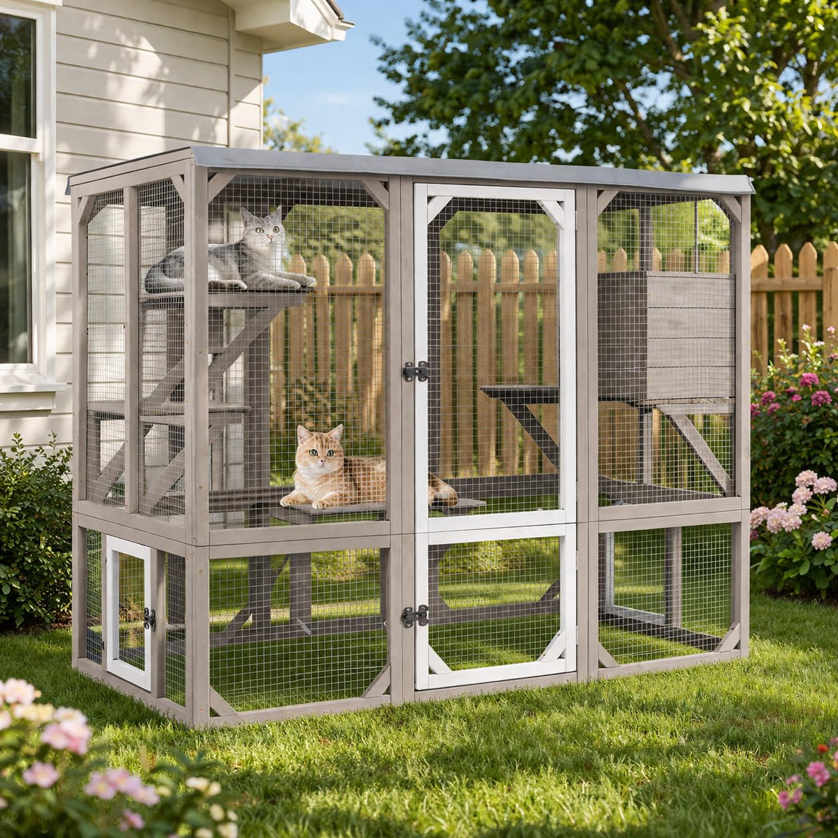 Wooden Catio with 4 Platforms E5047