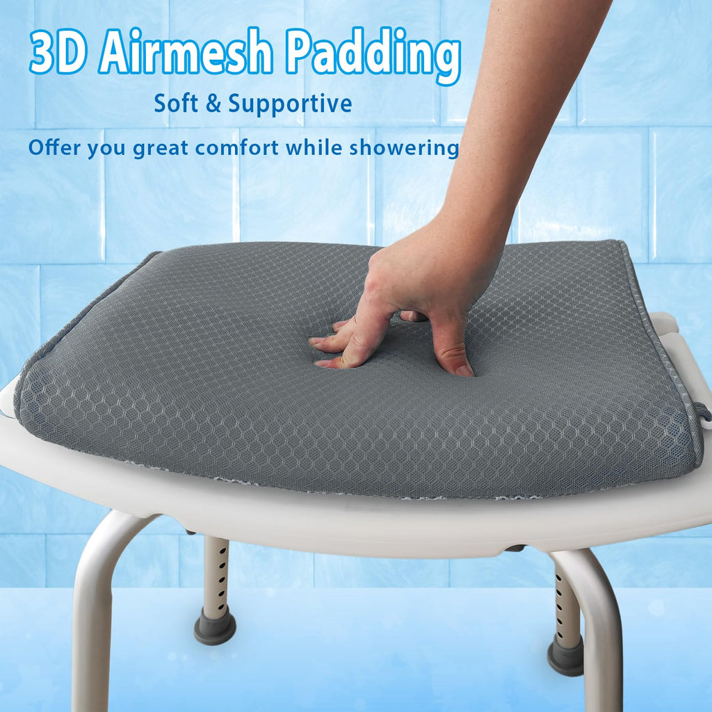 Shower Seat Cushion Non-Slip Washable Gray I940824