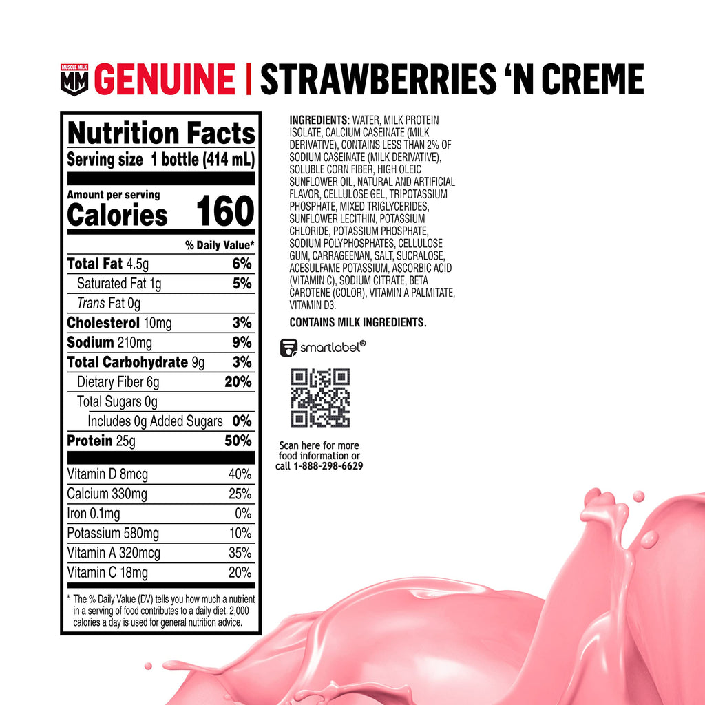 Strawberries 'N Crème Protein Shake 25g 14 Fl Oz 12 Pack D817847