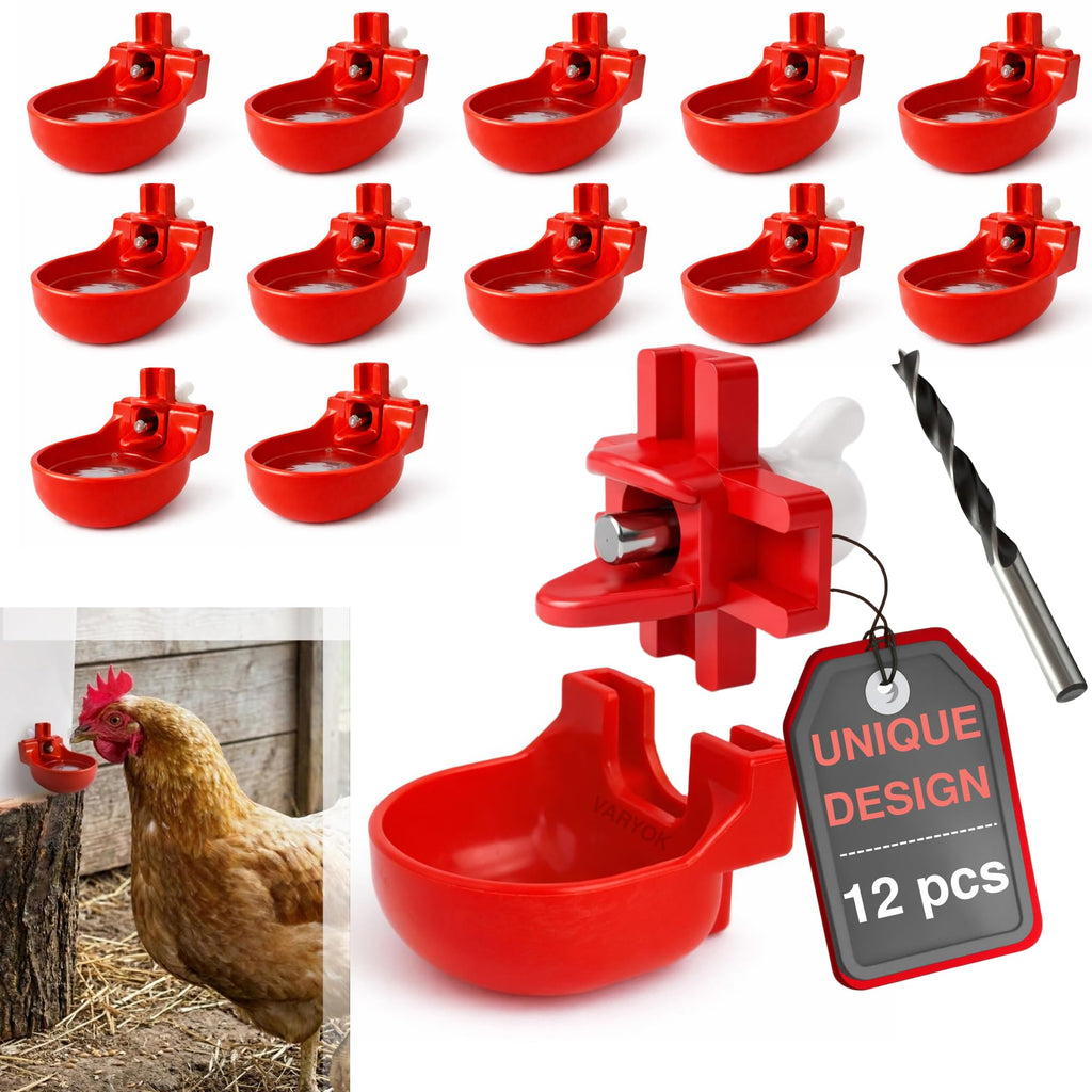 12-Pack Chicken Water Nipples with Cups A63054