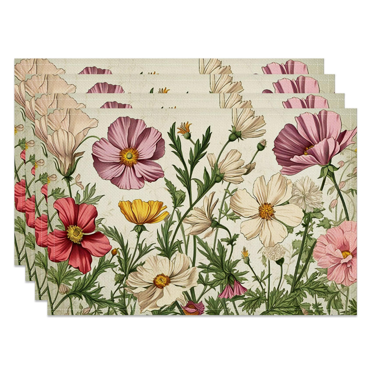 Floral Linen Placemats Set of 4 E78524