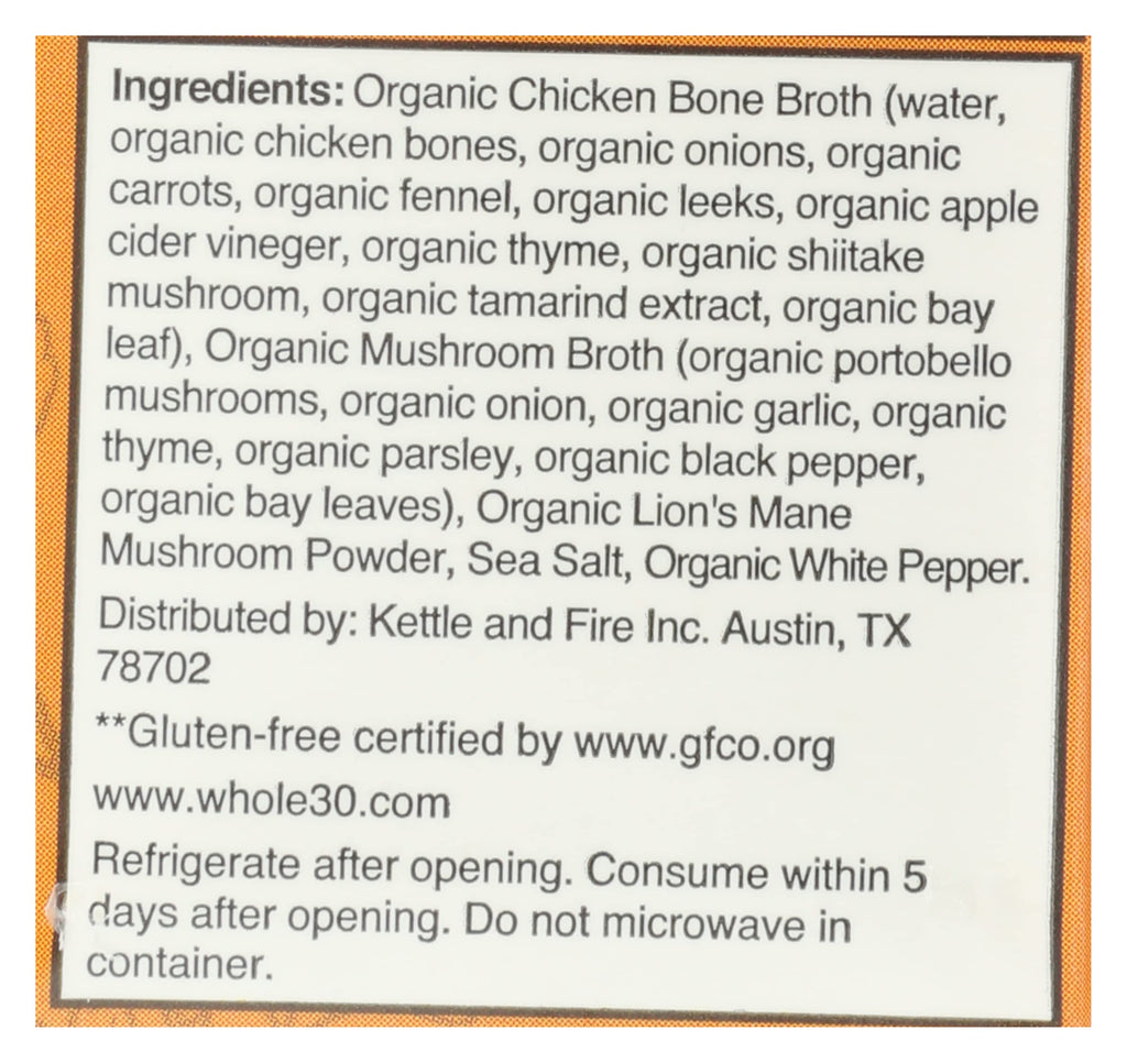 Mushroom Chicken Bone Broth 10g Protein Gluten Free 16.9 Oz Pack of 6 I1786