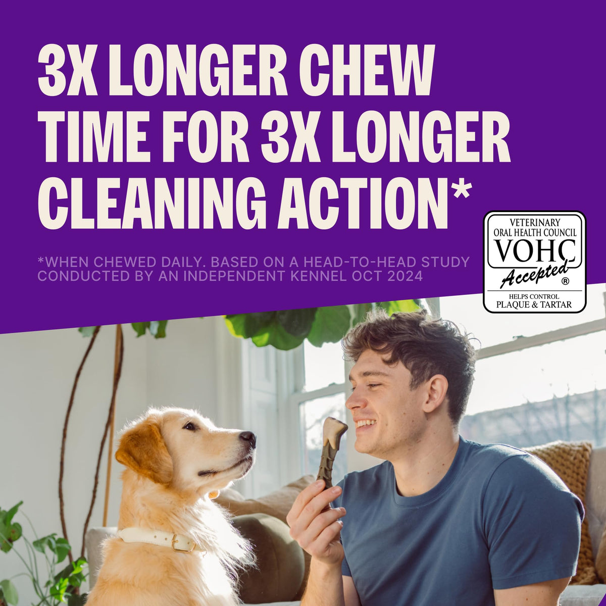 Natural Dog Dental Treat Chews Medium Size 46.6 oz 44 Count B858