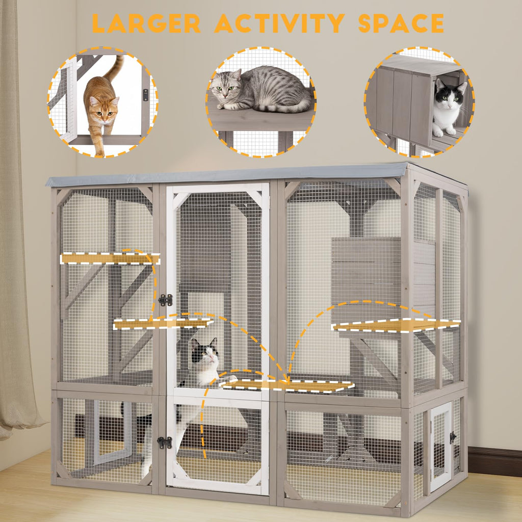 Wooden Catio with 4 Platforms E5047