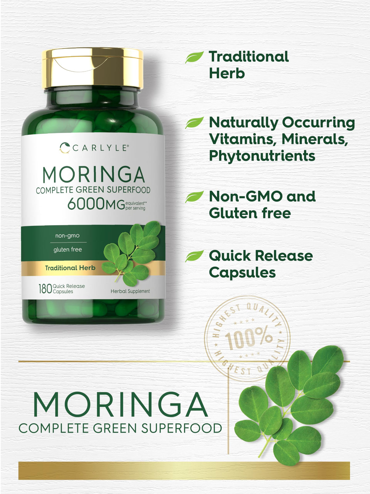 Moringa Oleifera Supplement 180 Capsules V562
