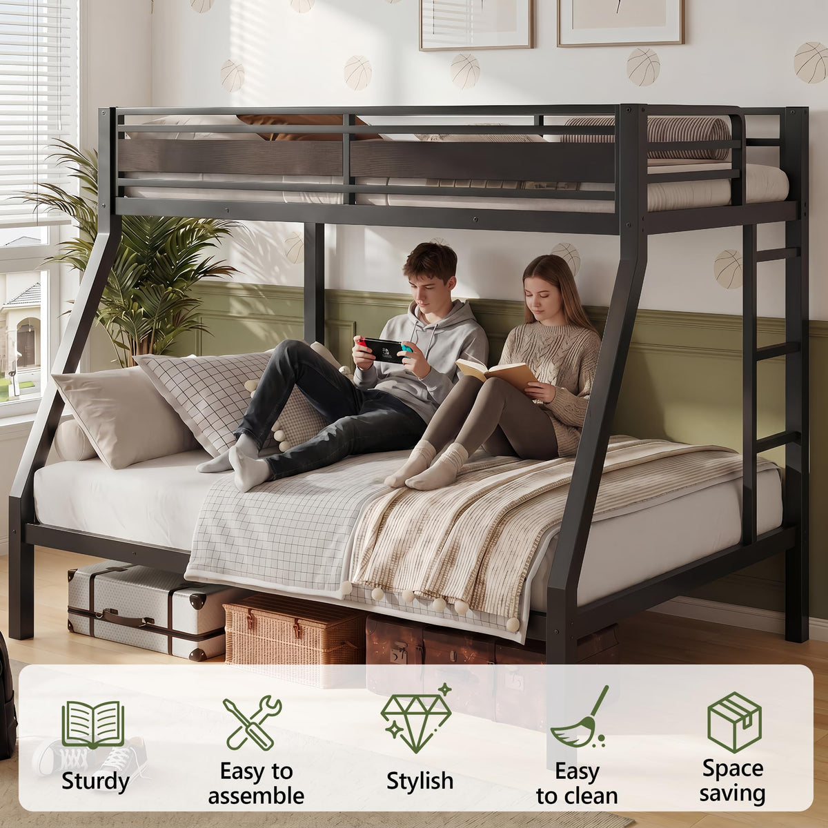 Black Twin Over Full Size Bunk Beds G61287