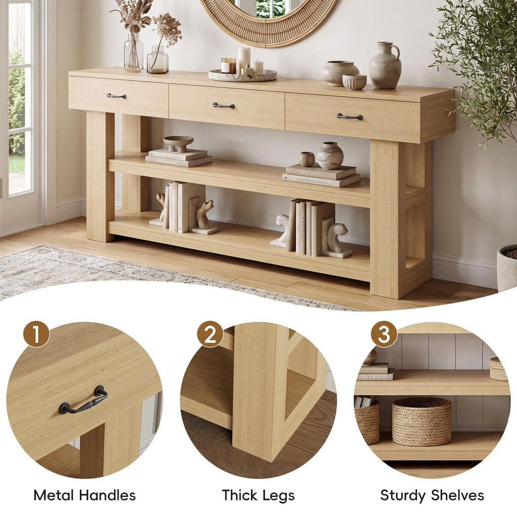 Oak Console Table with Drawers Z325994