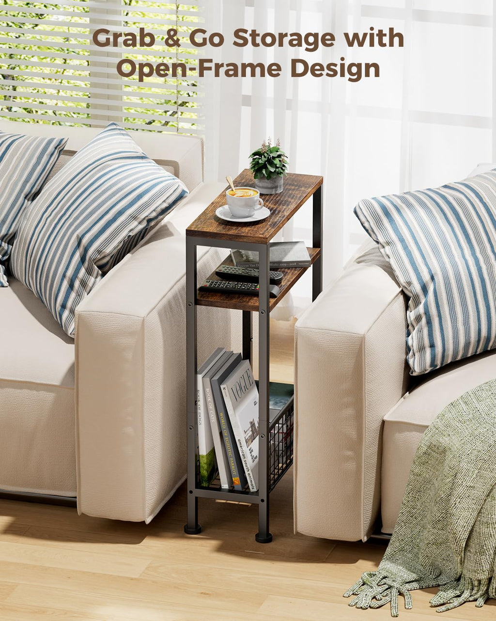 Narrow 3-Tier Wooden Side Table T758