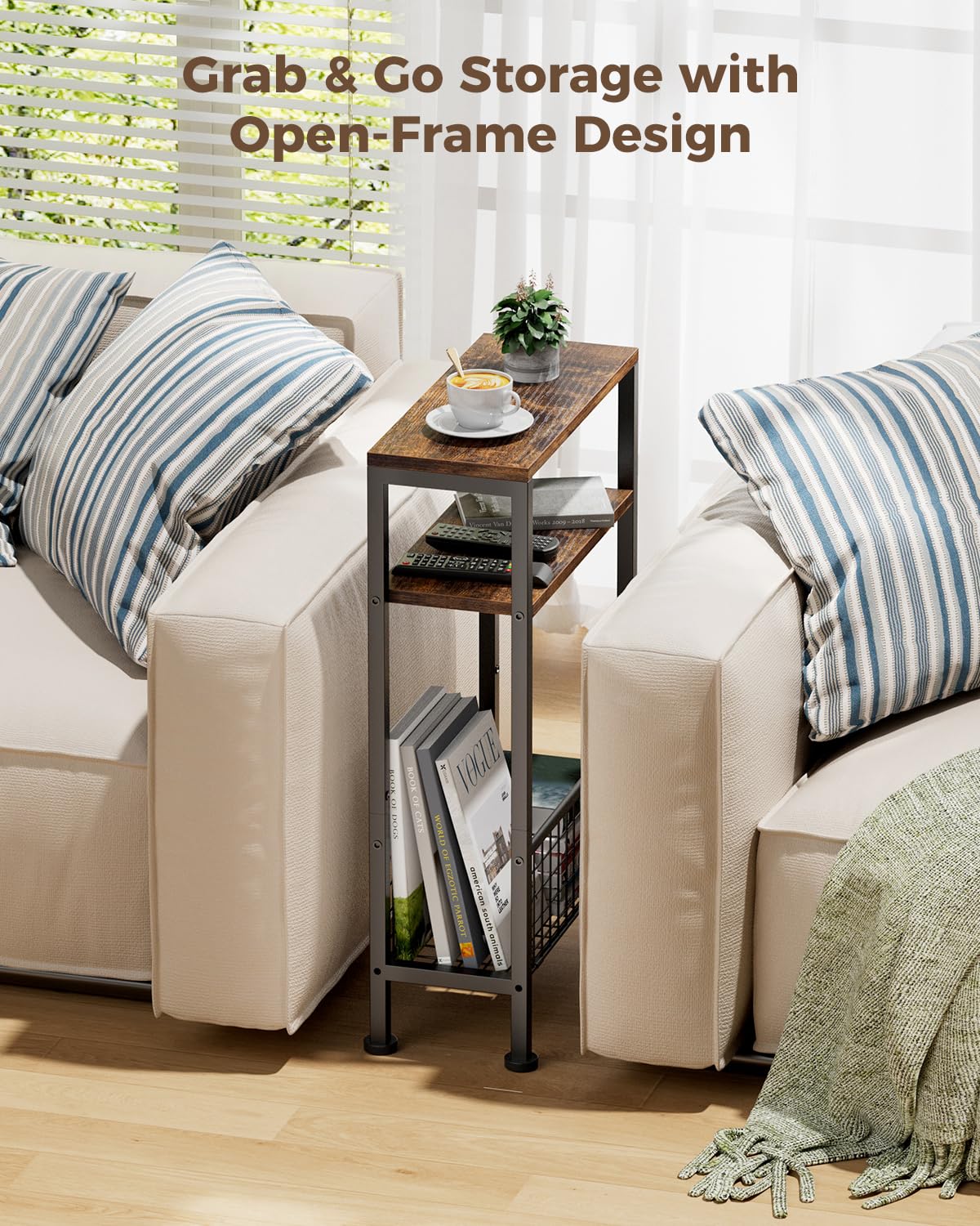 Narrow 3-Tier Wooden Side Table T758
