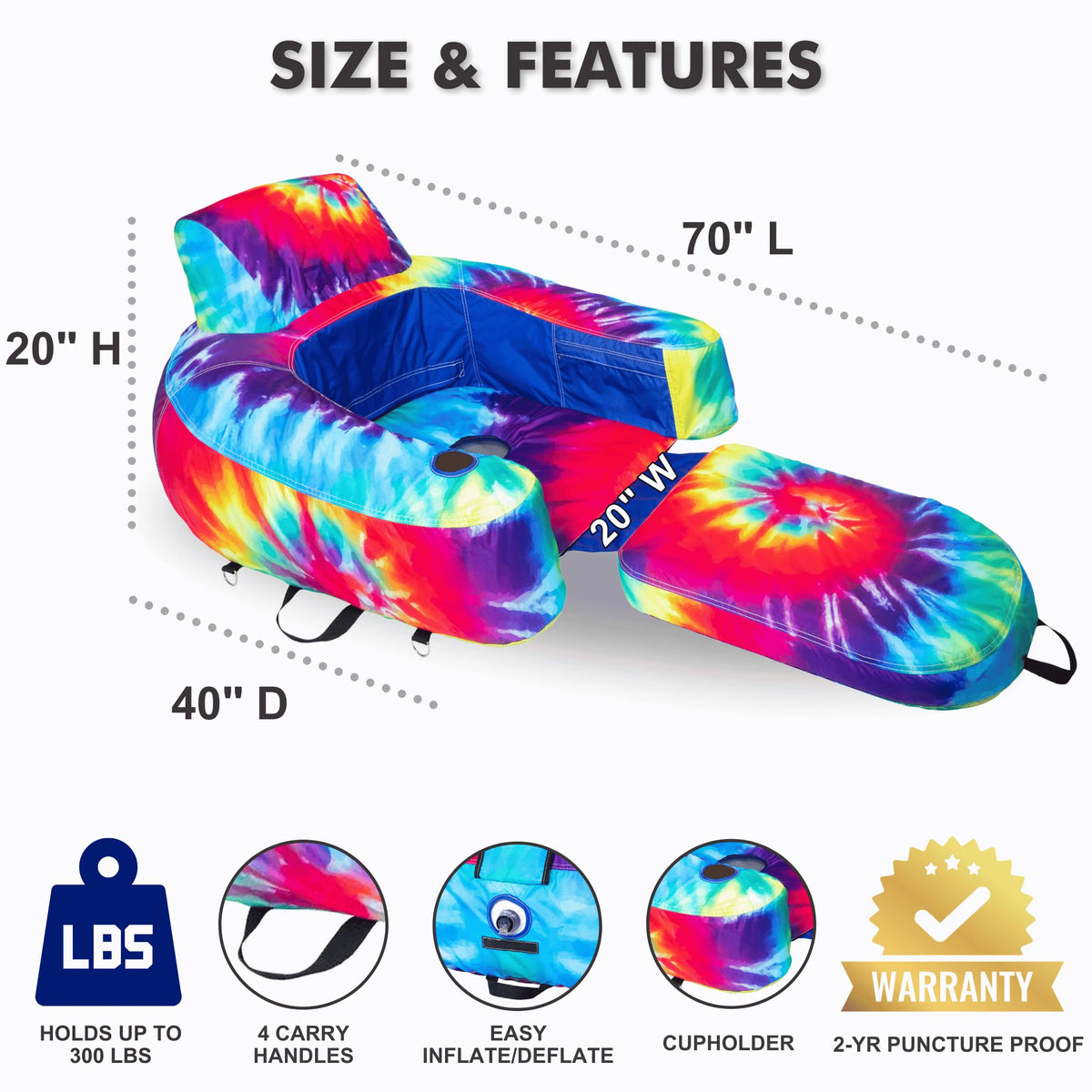 Inflatable Pool Lounger Floating Lounge Chair J968