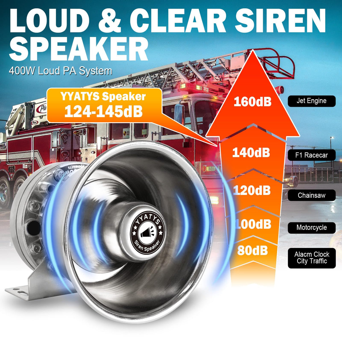 400W Multi-Tone Car Alarm Horn PA Speaker with Handheld Mic C986176