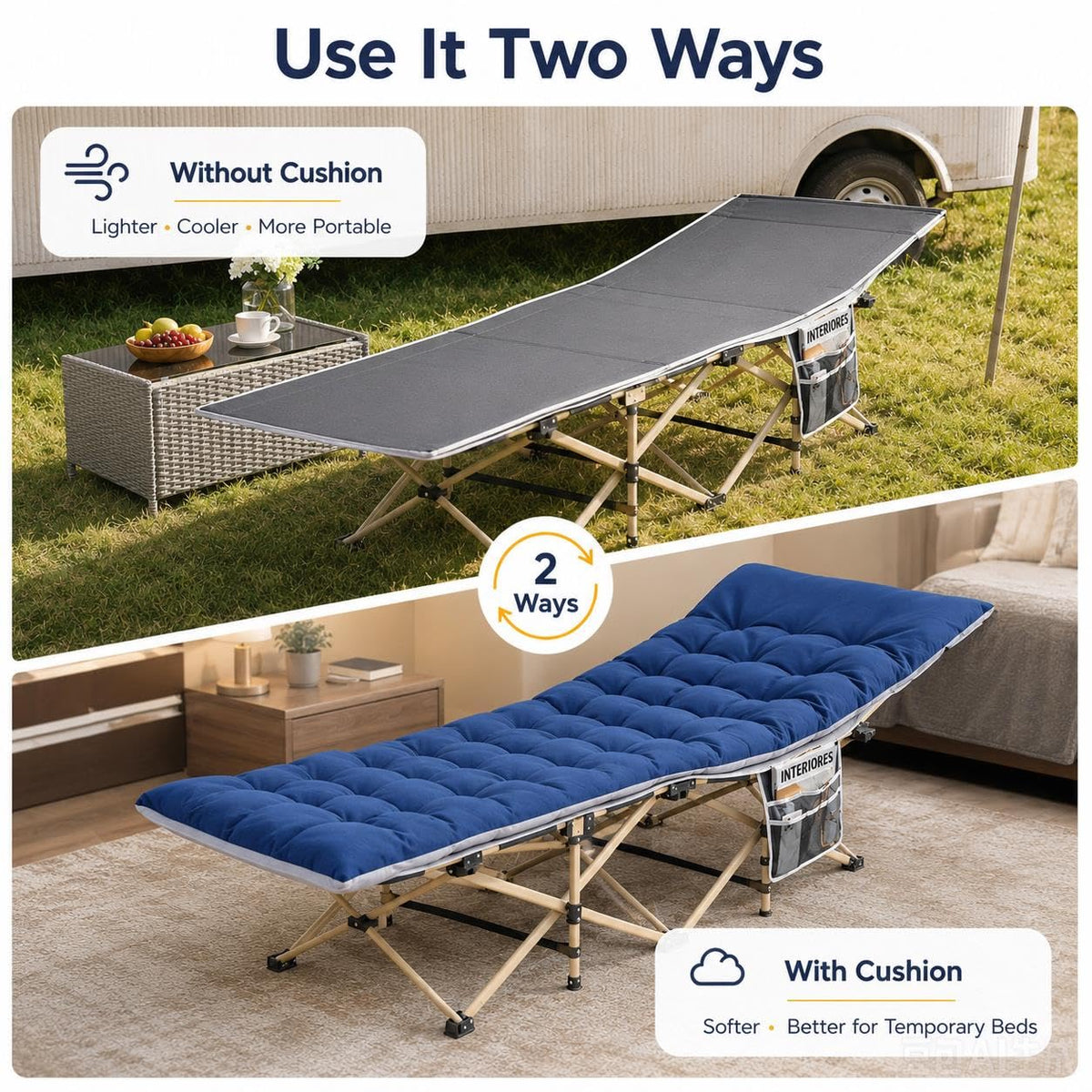 Folding Camping Cot with Thick Mat & Carry Bag R85225