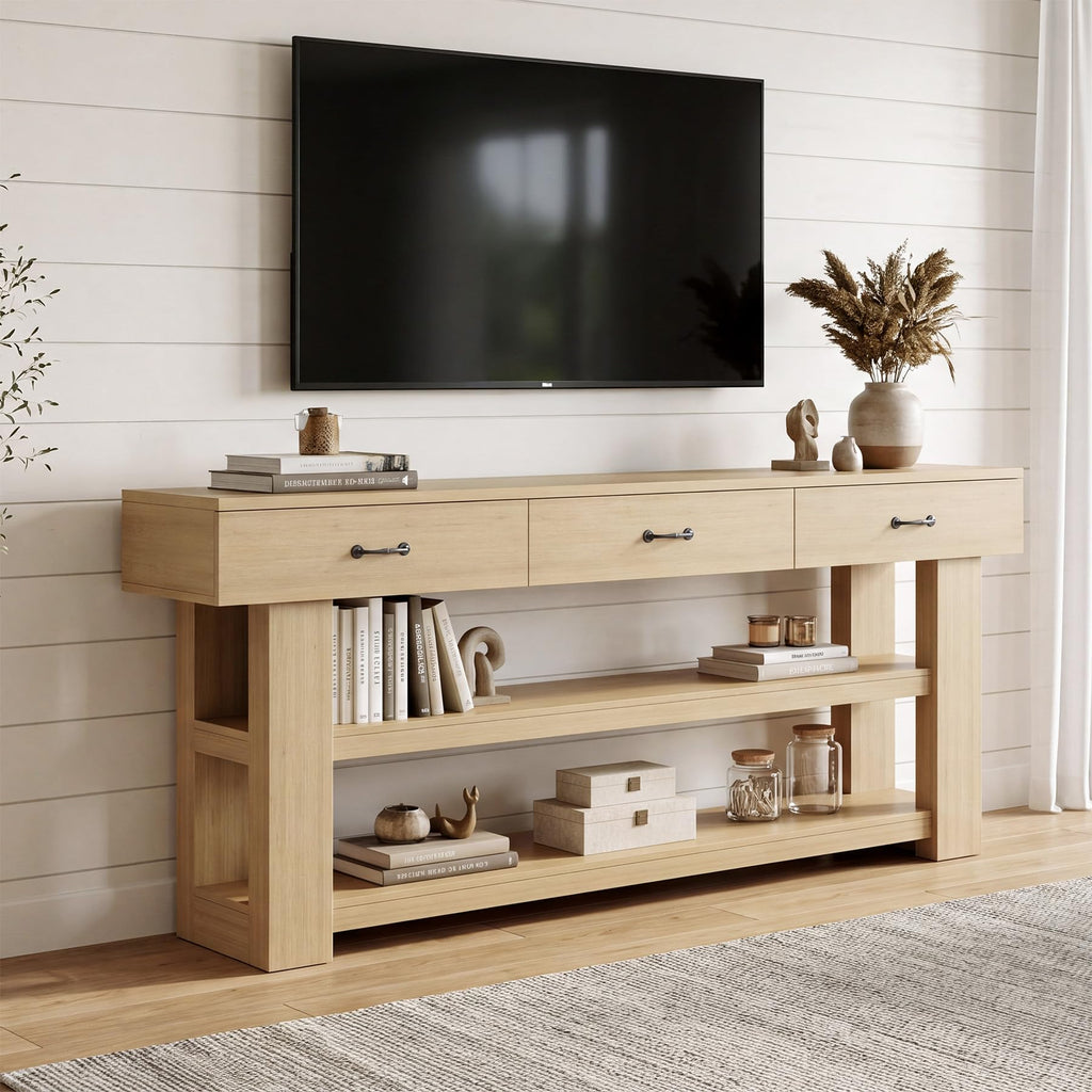 Oak Console Table with Drawers Z325994