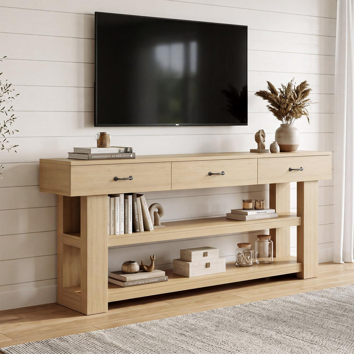 Oak Console Table with Drawers Z325994