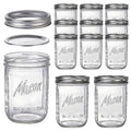 12 Pack 16 oz Wide Mouth Glass Mason Jars with Lids E2734