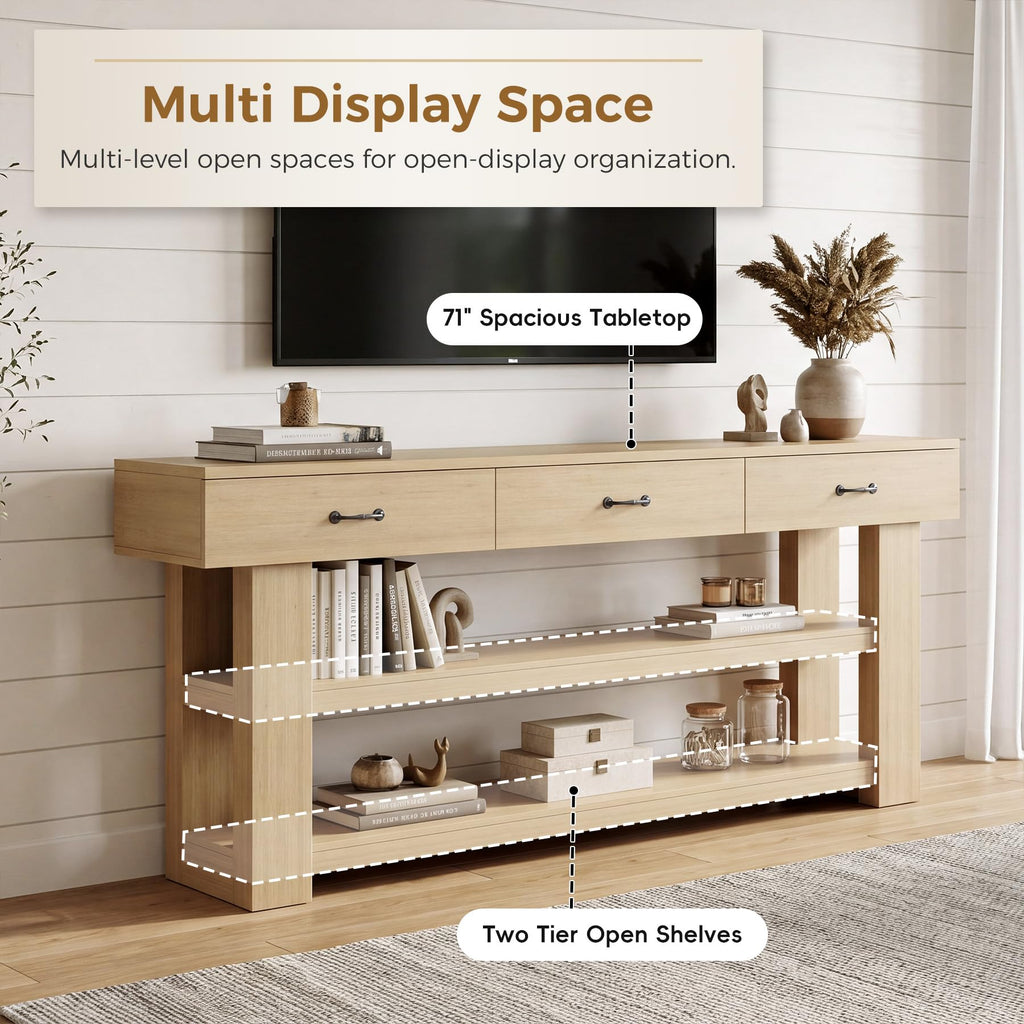 Oak Console Table with Drawers Z325994
