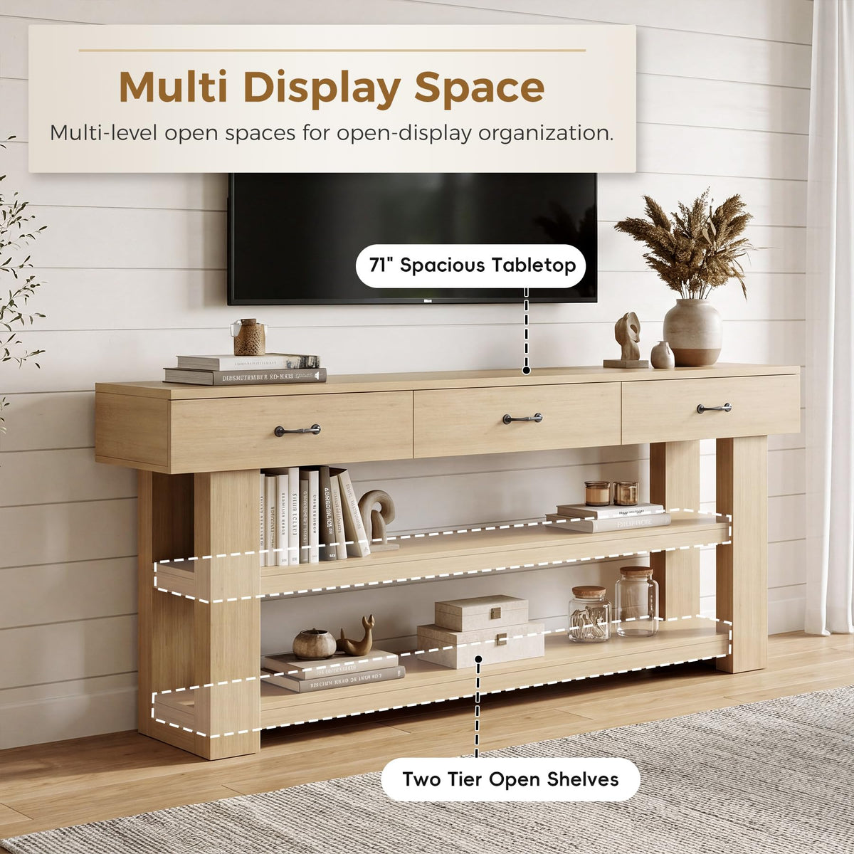 Oak Console Table with Drawers Z325994
