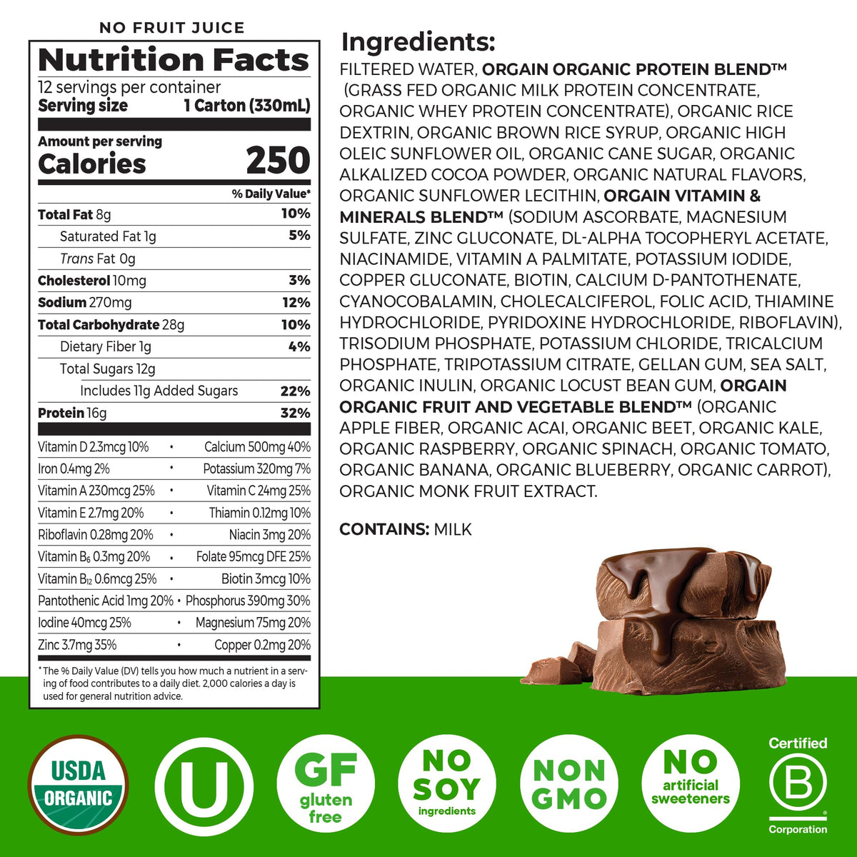 Organic Creamy Chocolate Fudge Shake 12 Pack C91255