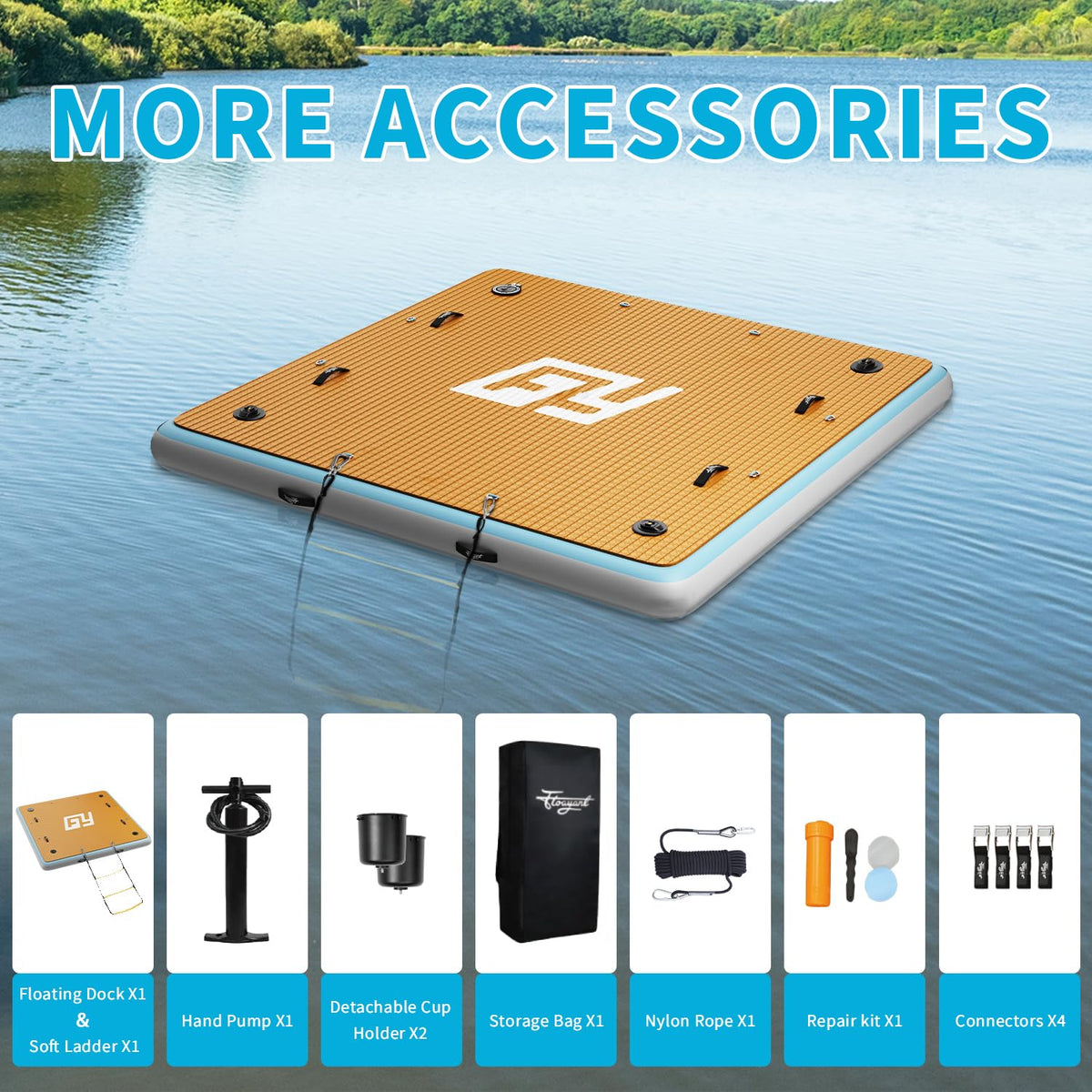 7×7' Inflatable Floating Dock with Soft Ladder C714