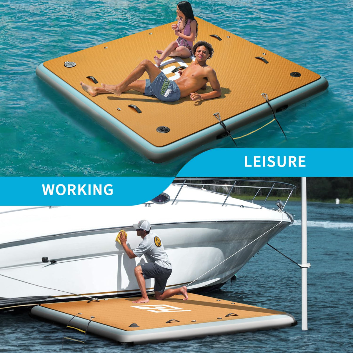 7×7' Inflatable Floating Dock with Soft Ladder C714