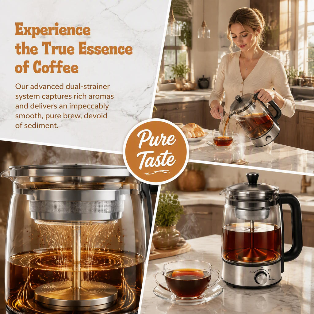 Electric Percolator Coffee Pot, Borosilicate Glass Coffee Maker C4351