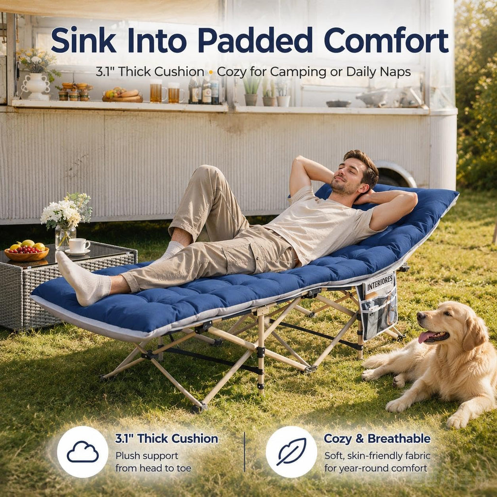 Folding Camping Cot with Thick Mat & Carry Bag R85225