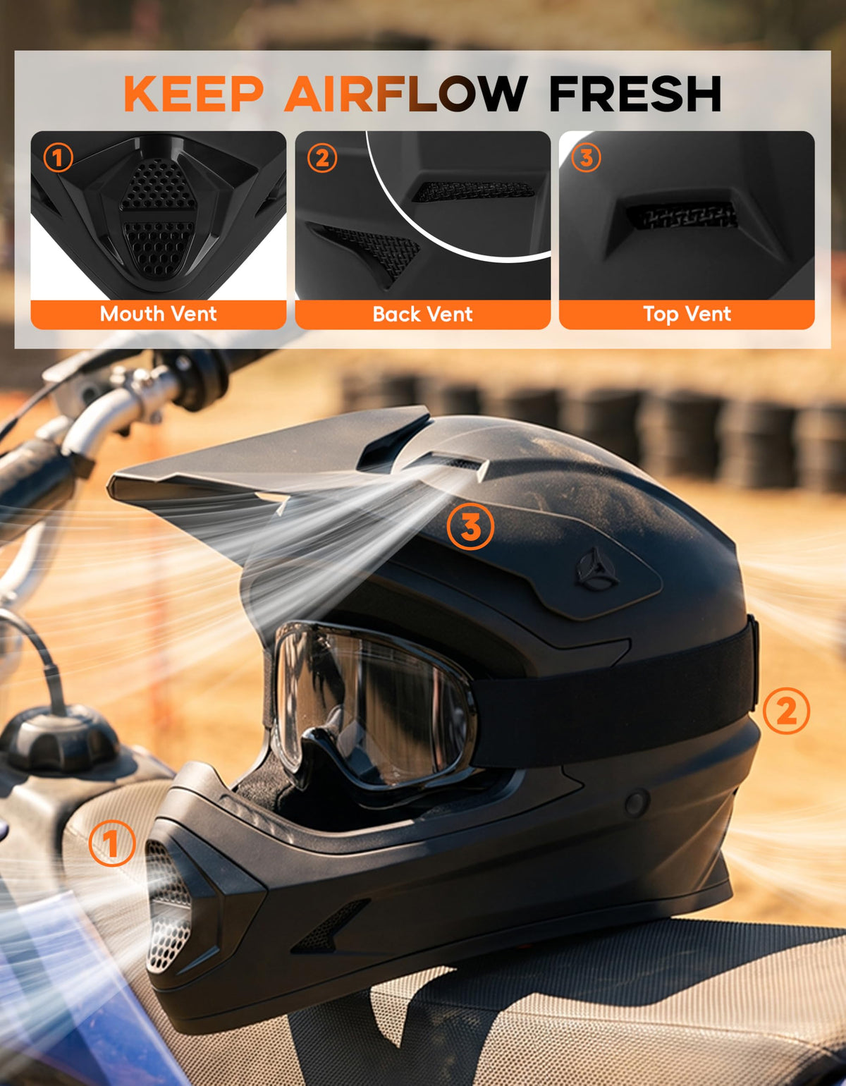 Black Youth Kids Full Face Motocross Helmet L48615