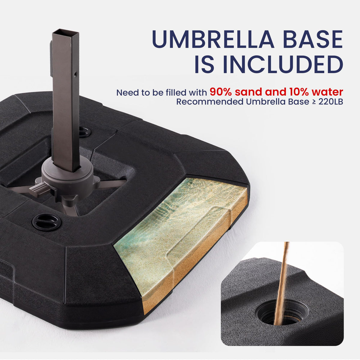 10x10 FT Cantilever Patio Umbrella with Base & LED K436162