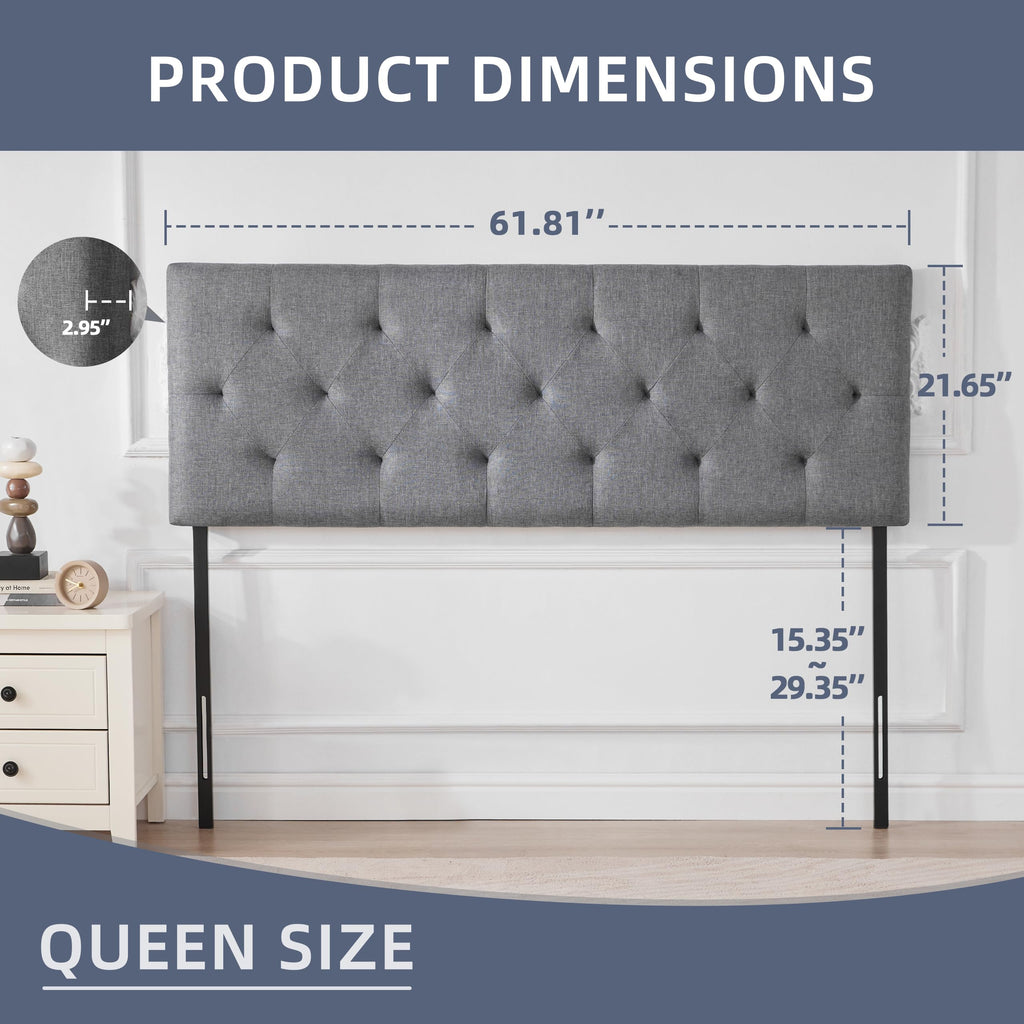 Queen Size Light Gray Linen Headboard I4225