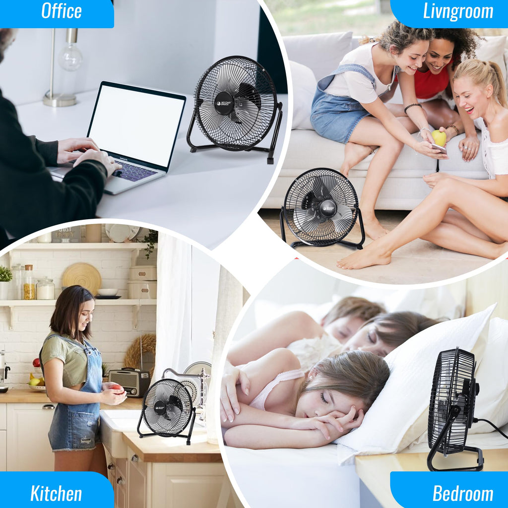 9 Inch Black Metal Floor Fan S2039