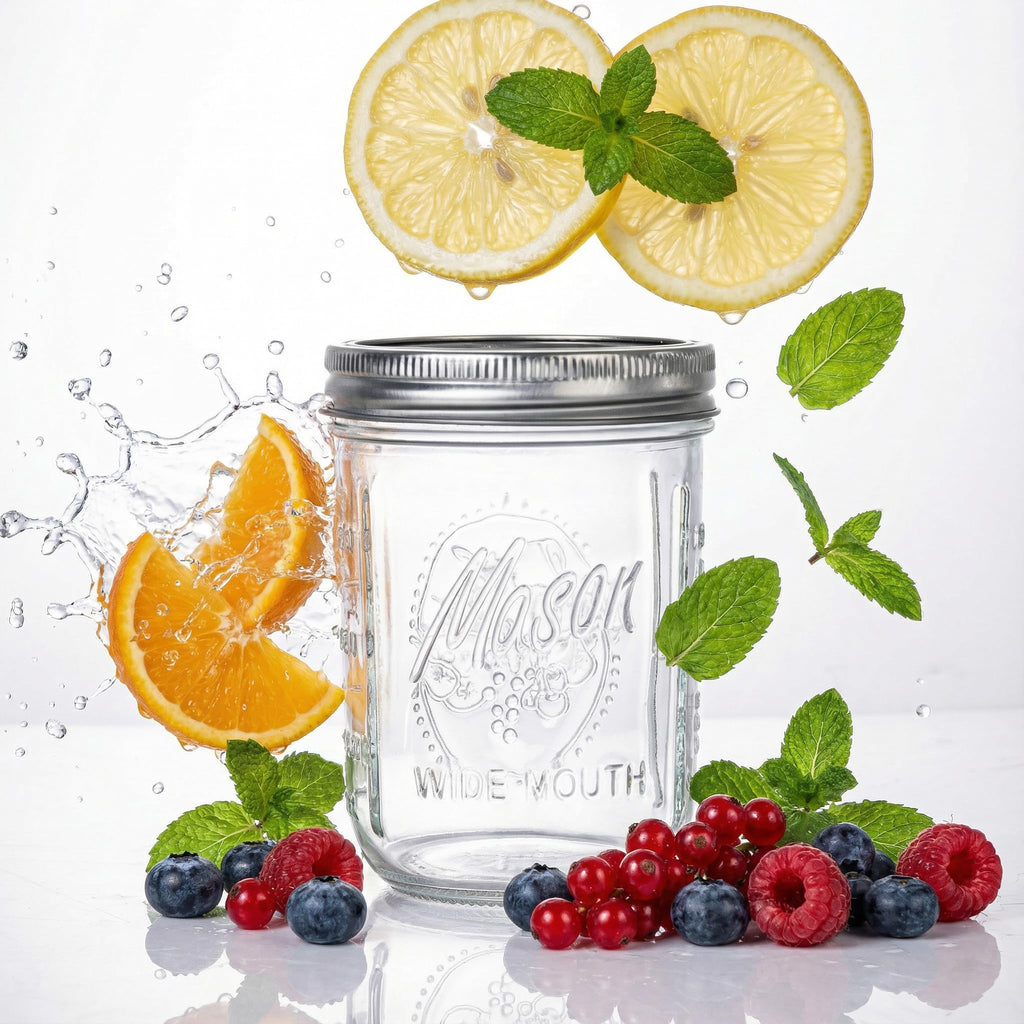 12 Pack 16 oz Wide Mouth Glass Mason Jars with Lids E2734
