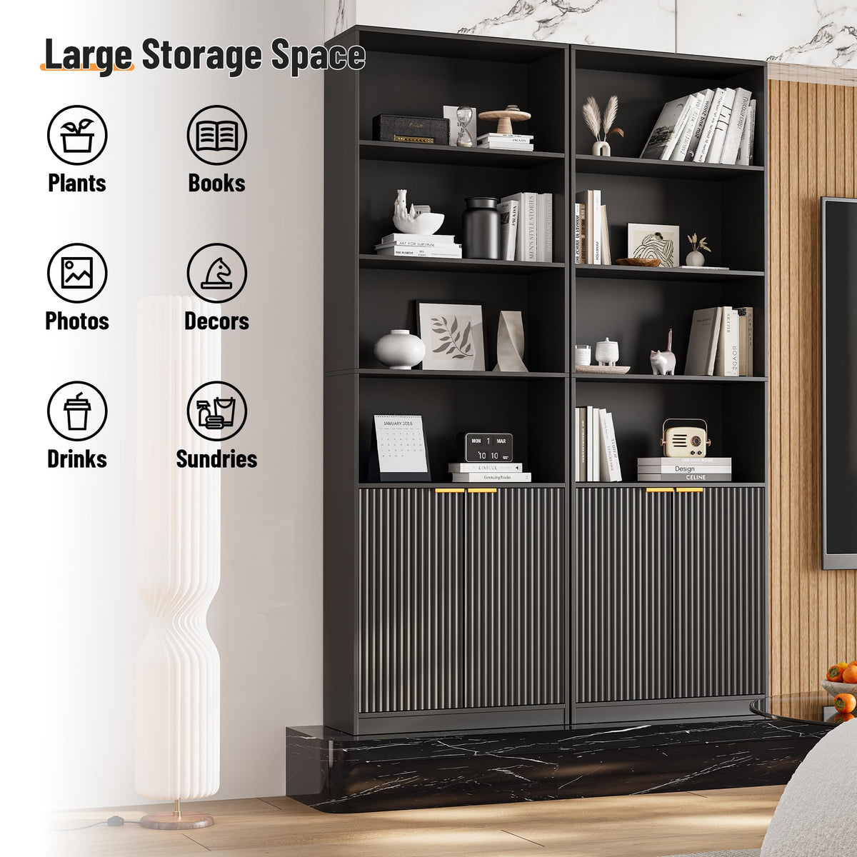69" Tall 6 Shelf Bookcase with Doors P239
