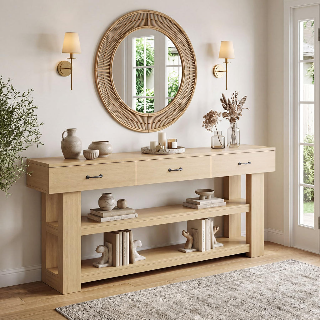 Oak Console Table with Drawers Z325994