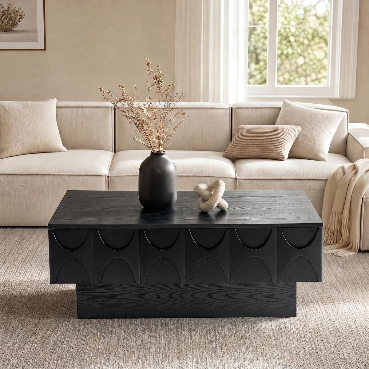 Black Coffee Table with Hidden Storage V651