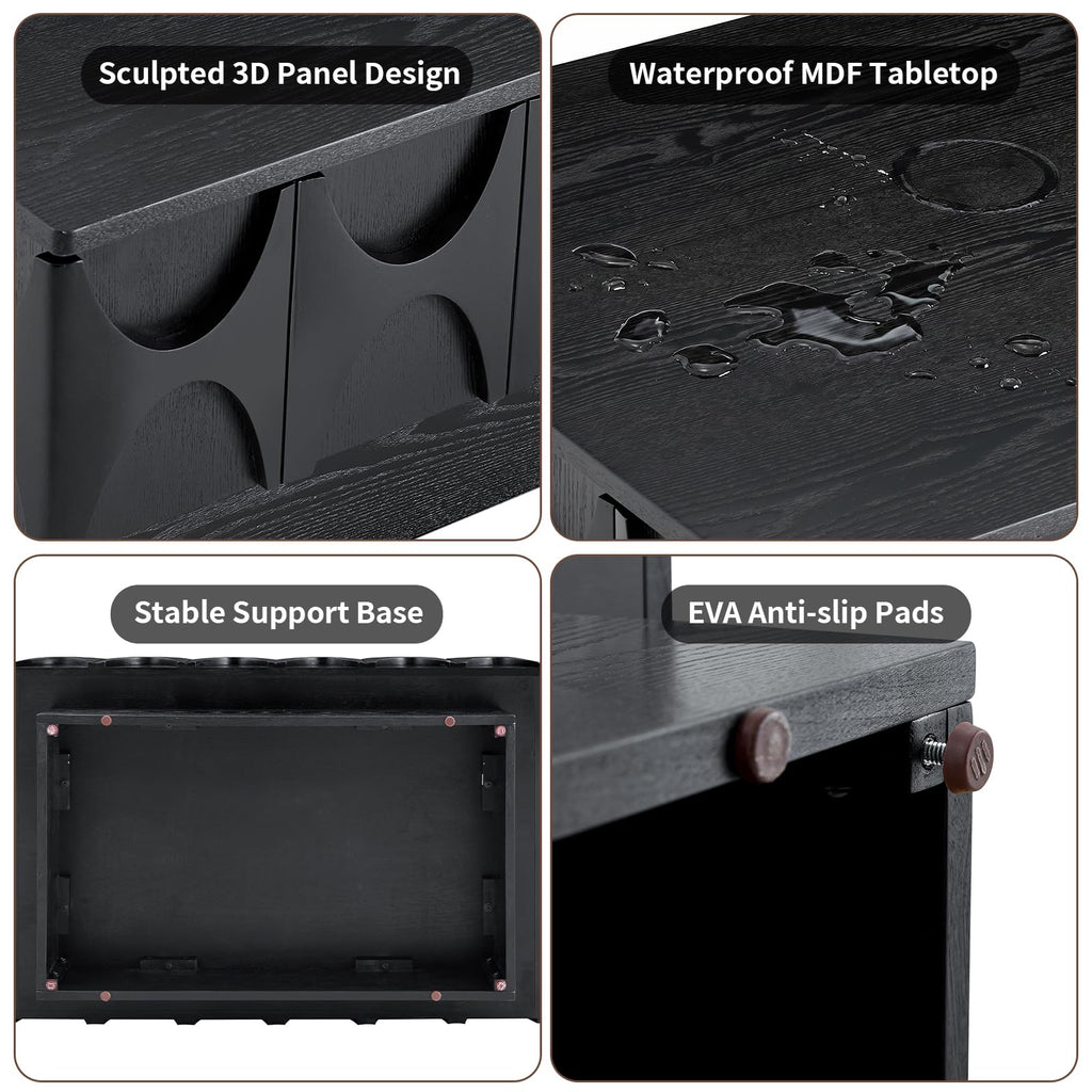 Black Coffee Table with Hidden Storage V651