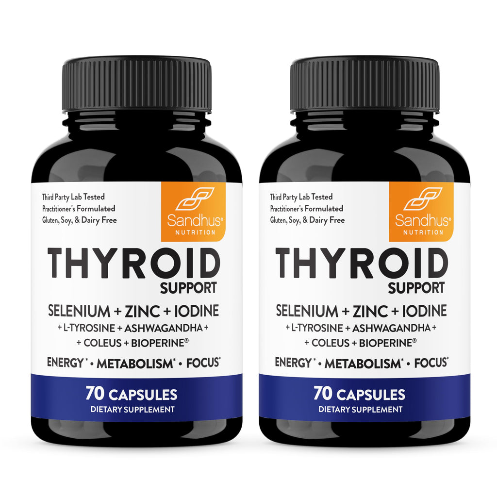 Thyroid Support with Selenium, Zinc, Iodine, L Tyrosine, Ashwagandha, 70 Count (Pack of 2) Q977067